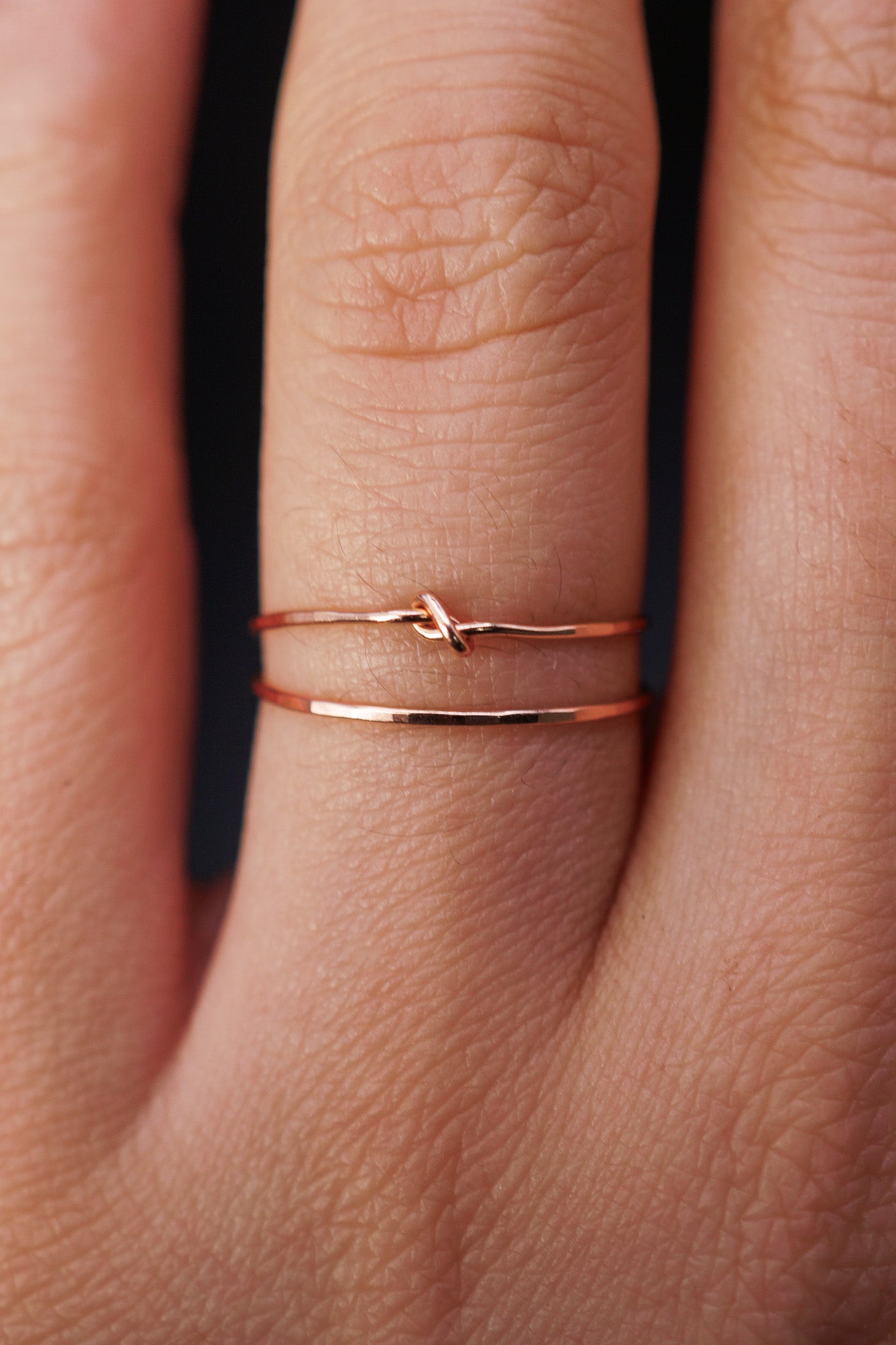 Thin Closed Knot Set of 2 Stacking Rings, Gold Fill, Rose Gold Fill or Sterling Silver