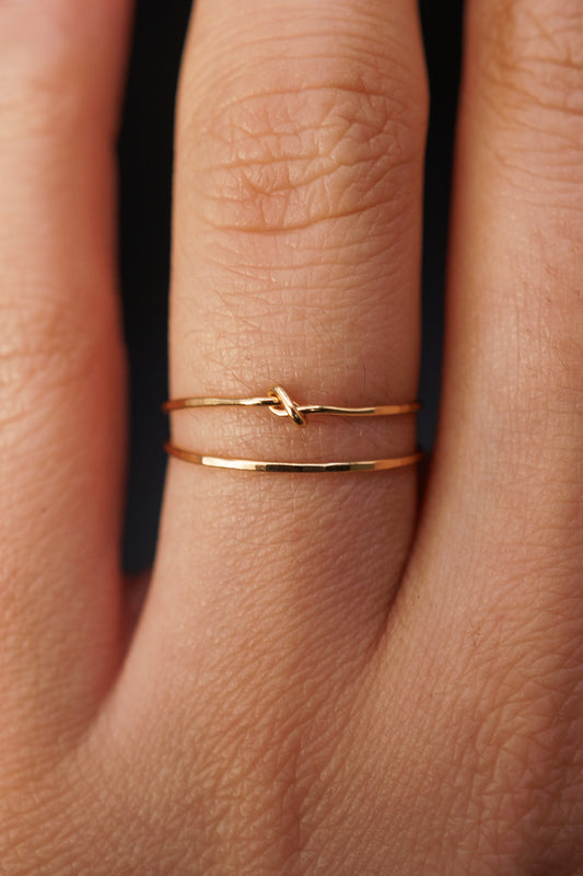 Thin Closed Knot Set of 2 Stacking Rings, Gold Fill, Rose Gold Fill or Sterling Silver