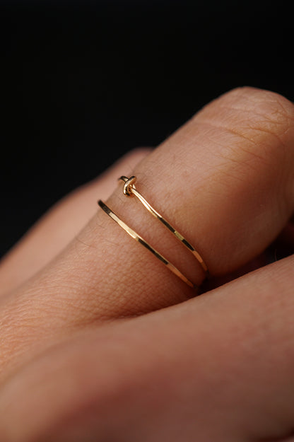 Thin Closed Knot Set of 2 Stacking Rings, Gold Fill, Rose Gold Fill or Sterling Silver