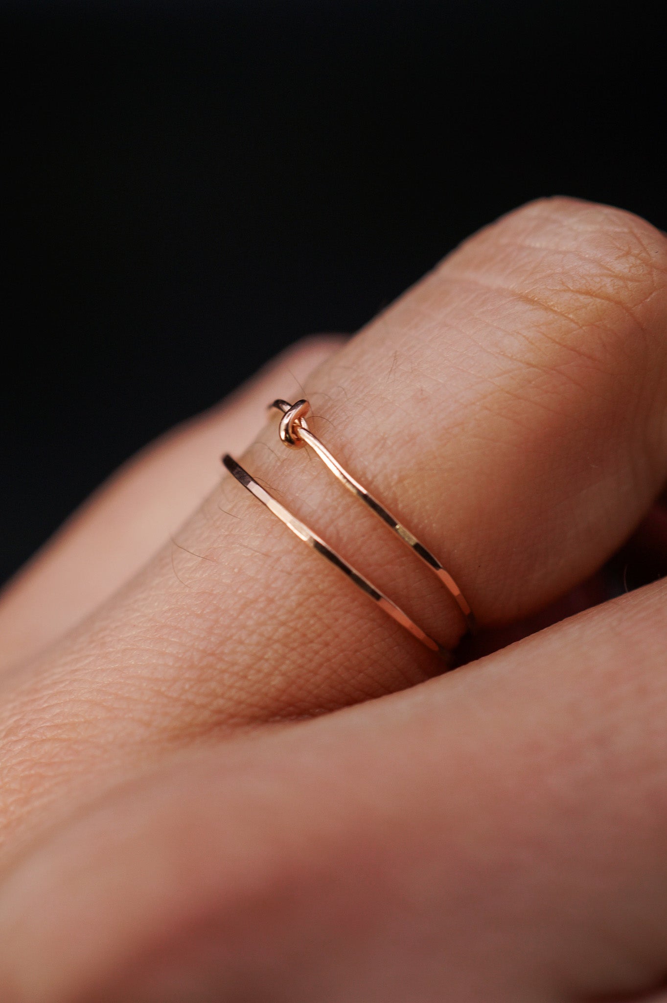 Thin Closed Knot Set of 2 Stacking Rings, Gold Fill, Rose Gold Fill or Sterling Silver