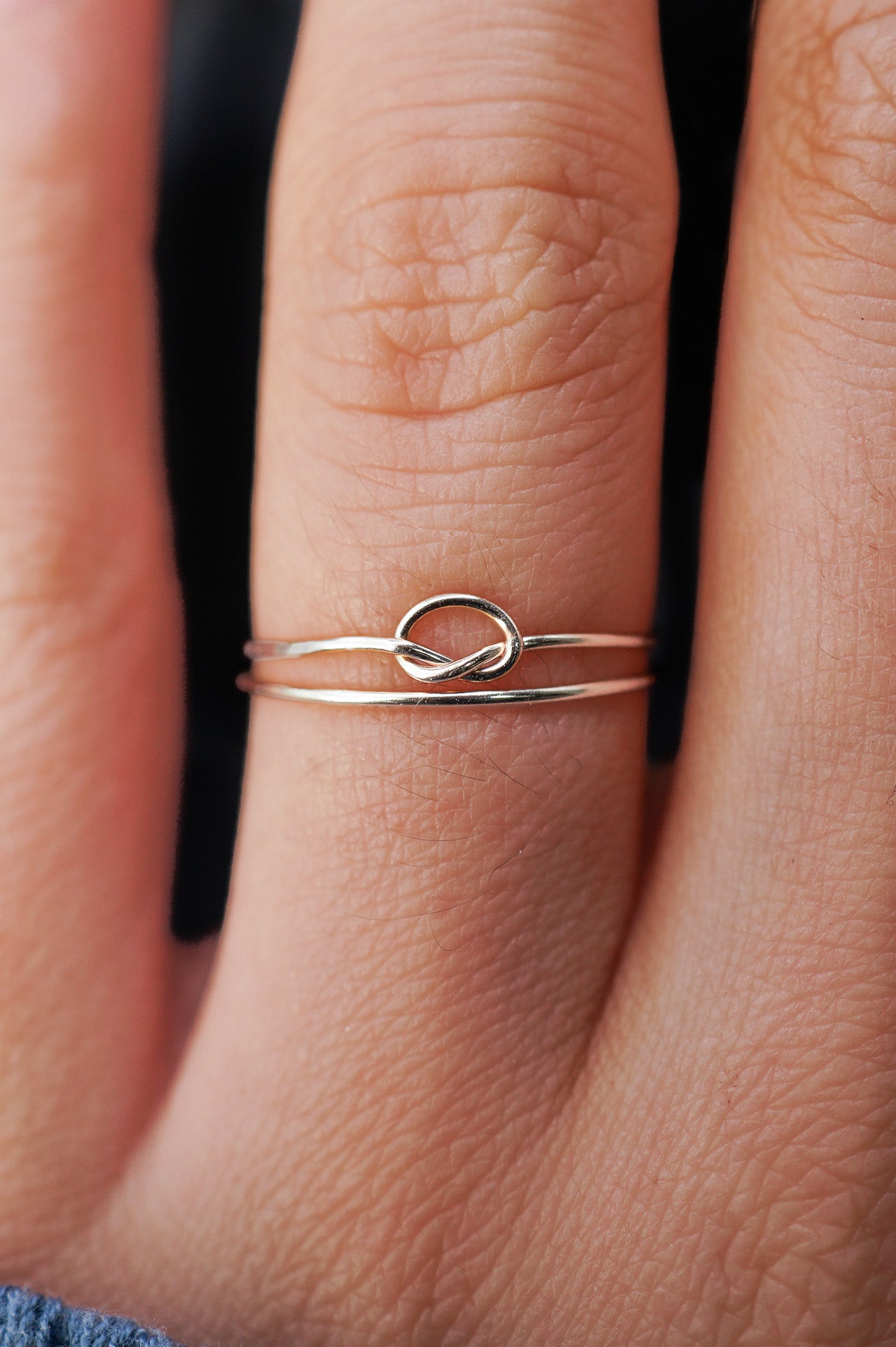 Thin Open Knot Set of 2 Stacking Rings, Gold Fill, Rose Gold Fill or Sterling Silver