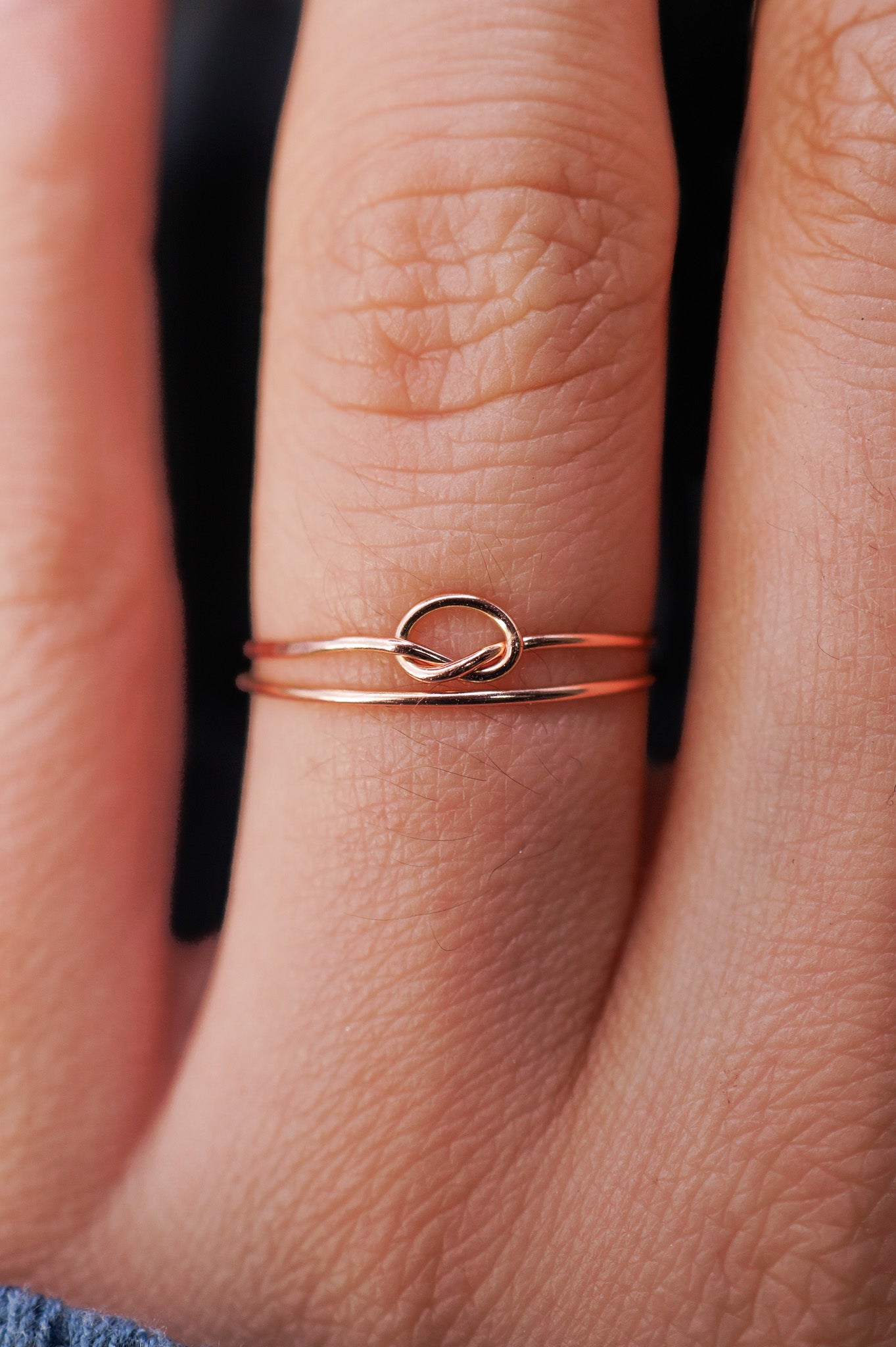 Thin Open Knot Set of 2 Stacking Rings, Gold Fill, Rose Gold Fill or Sterling Silver