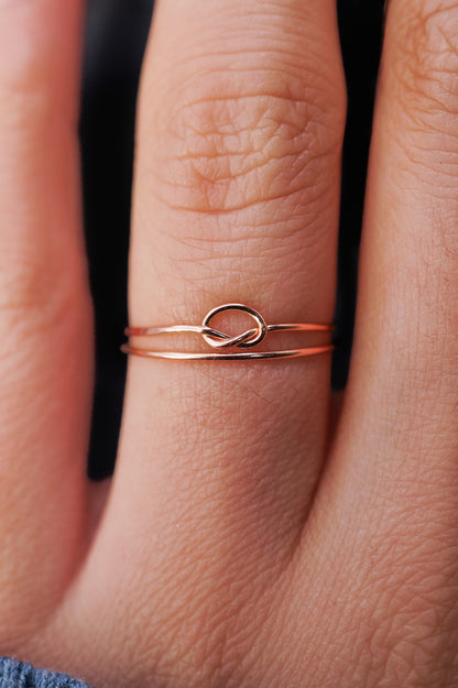 Thin Open Knot Set of 2 Stacking Rings, Gold Fill, Rose Gold Fill or Sterling Silver