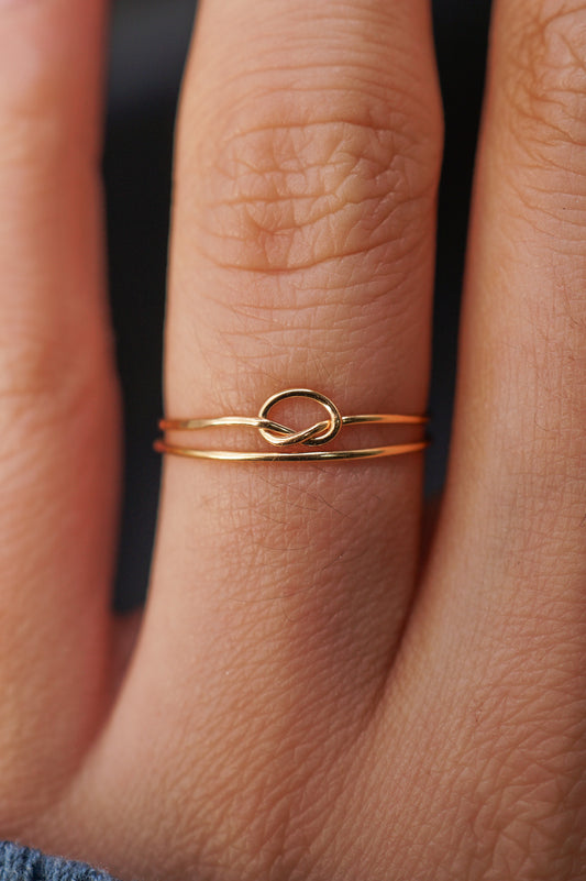 Thin Open Knot Set of 2 Stacking Rings, Gold Fill, Rose Gold Fill or Sterling Silver