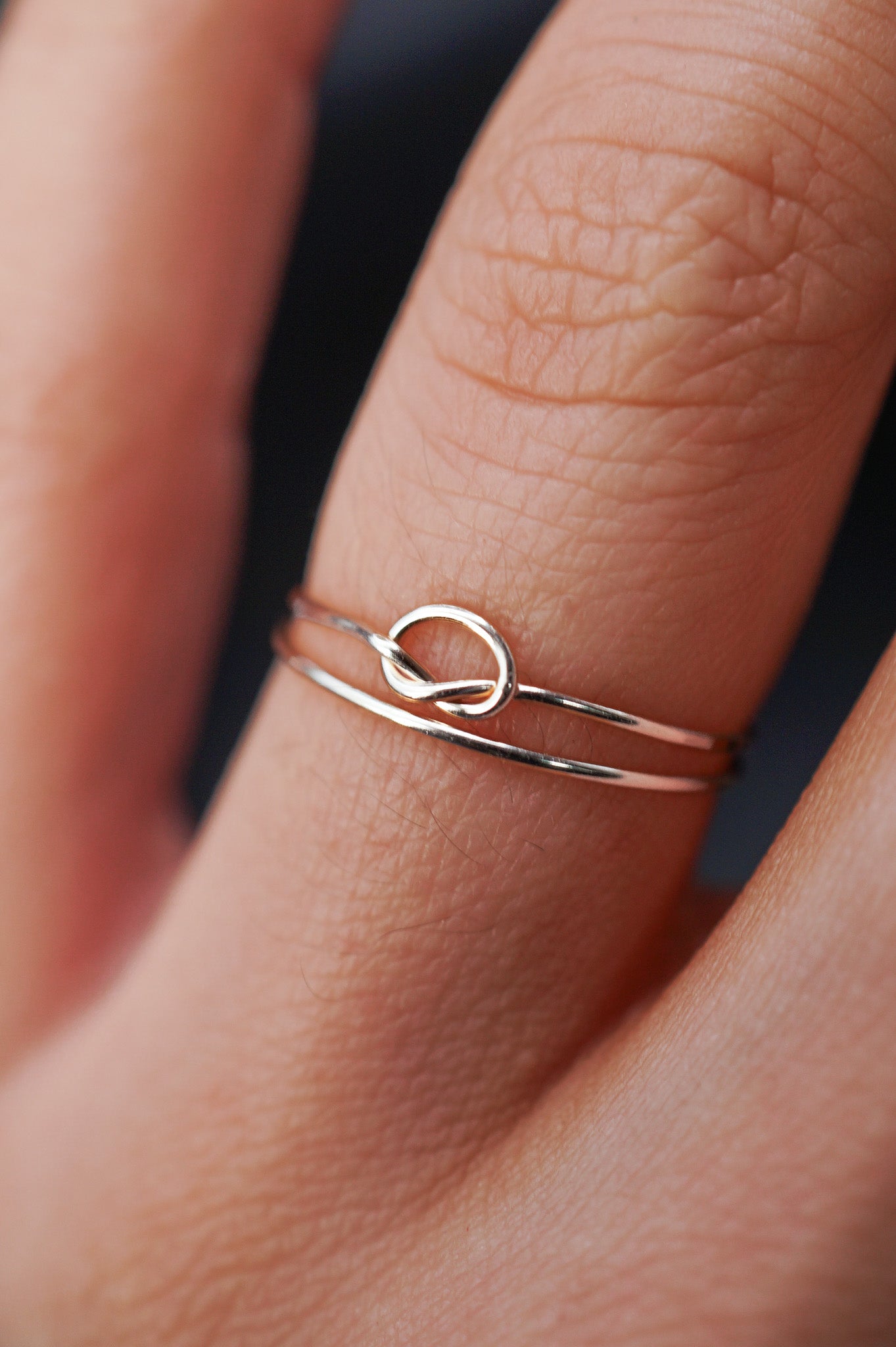 Thin Open Knot Set of 2 Stacking Rings, Gold Fill, Rose Gold Fill or Sterling Silver