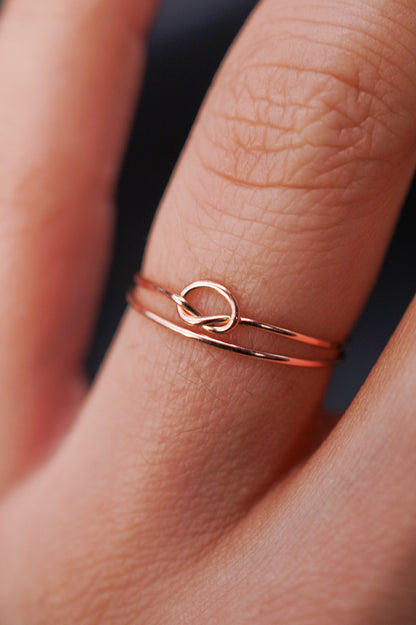 Thin Open Knot Set of 2 Stacking Rings, Gold Fill, Rose Gold Fill or Sterling Silver