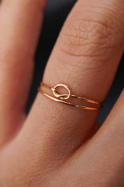 Thin Open Knot Set of 2 Stacking Rings, Gold Fill, Rose Gold Fill or Sterling Silver