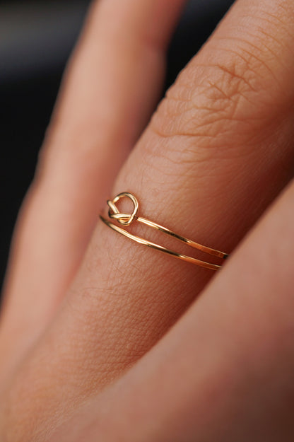 Thin Open Knot Set of 2 Stacking Rings, Gold Fill, Rose Gold Fill or Sterling Silver