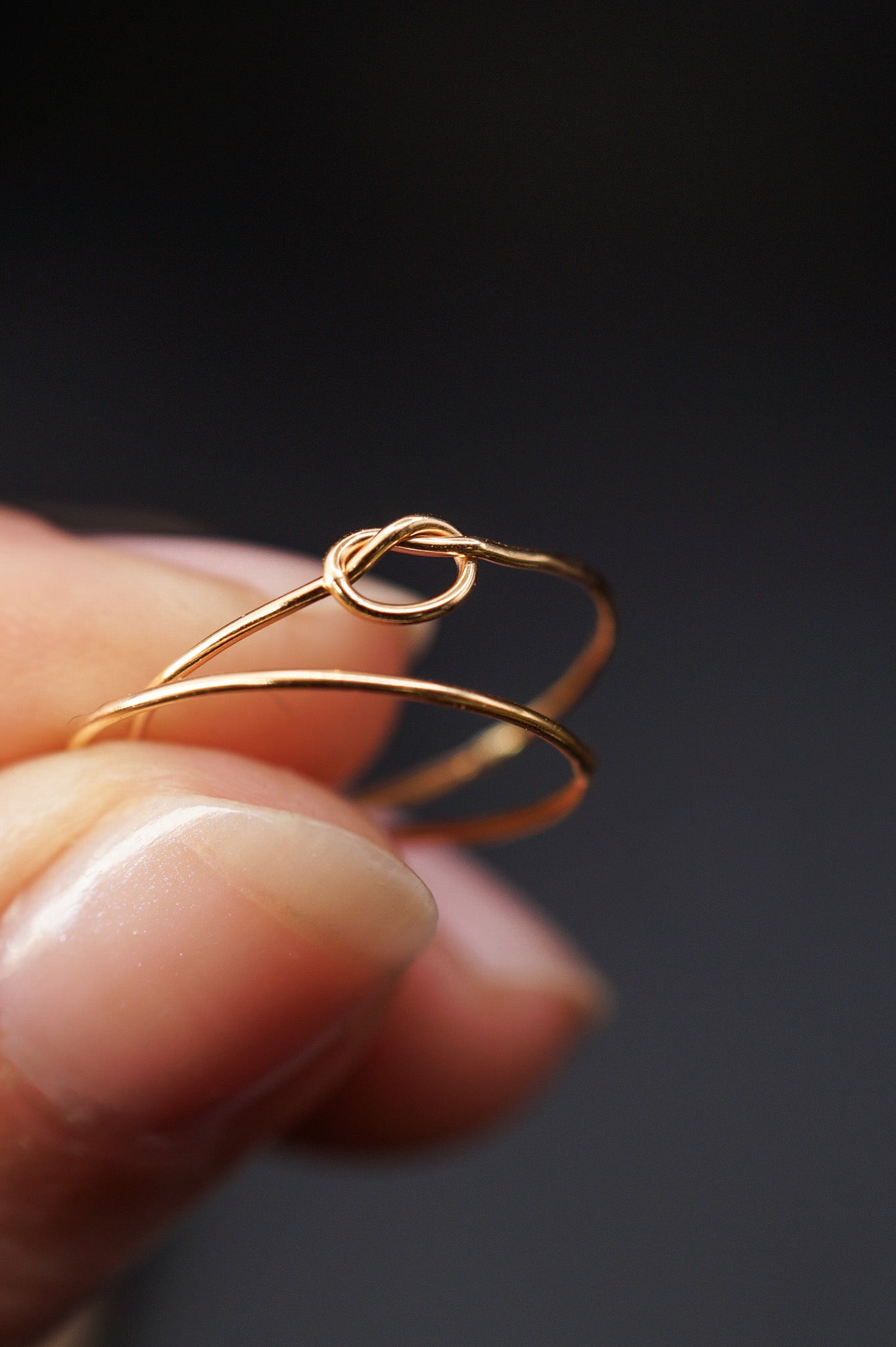 Thin Open Knot Set of 2 Stacking Rings, Gold Fill, Rose Gold Fill or Sterling Silver