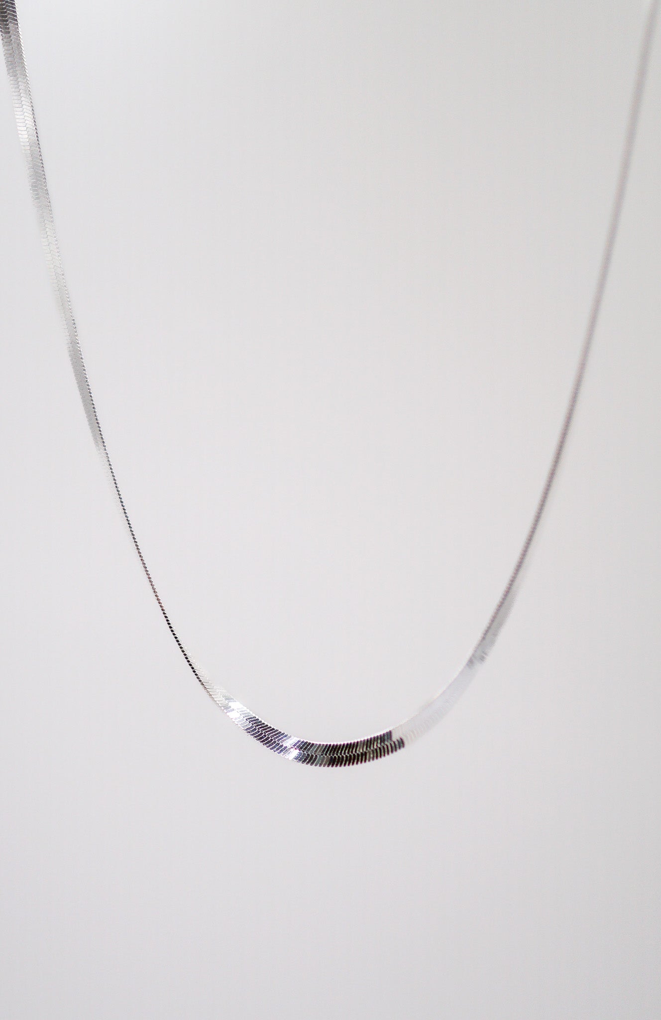 Thin Herringbone Chain Necklace, Silver