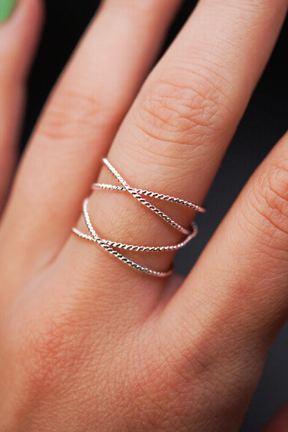 Large Twist Wraparound Ring, Sterling Silver