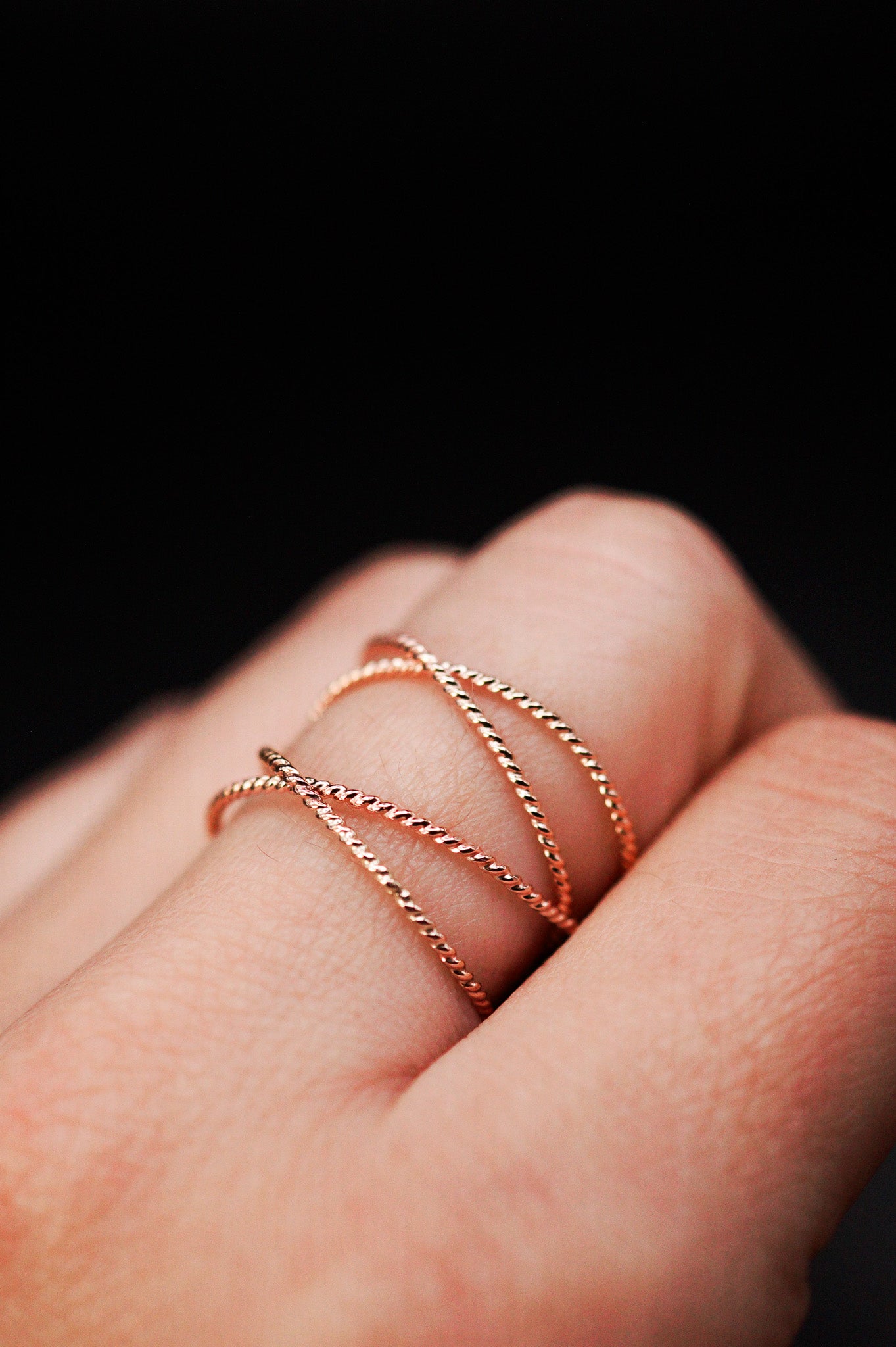 Large Twist Wraparound Ring, 14K Rose Gold Fill