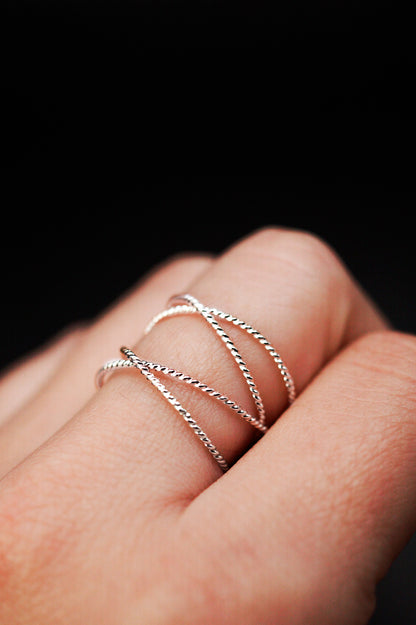 Large Twist Wraparound Ring, Sterling Silver