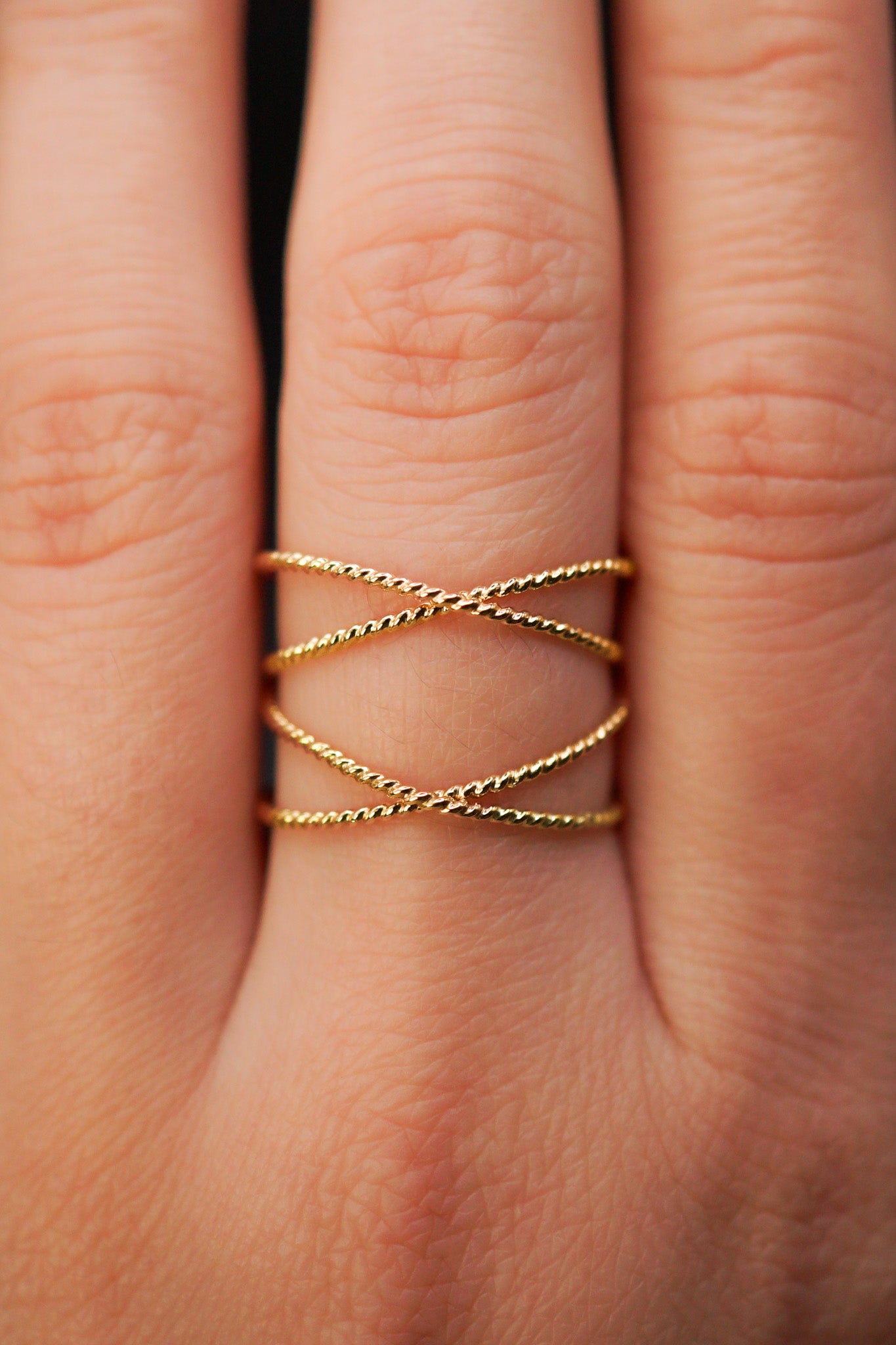 Large Twist Wraparound Ring, Solid 14K Gold