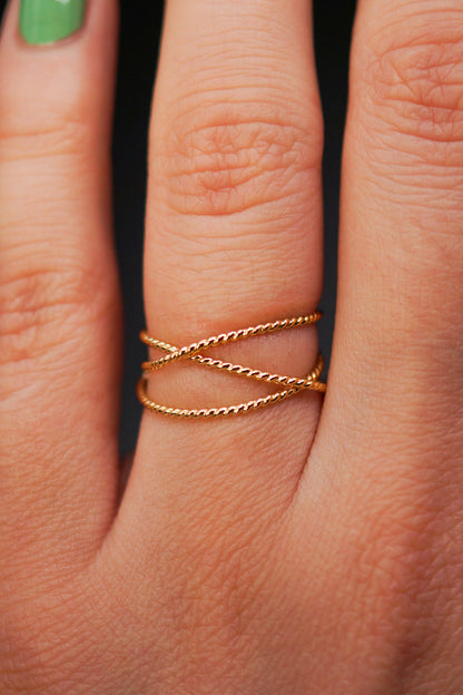 Twist Wraparound Ring, 14K Gold Fill