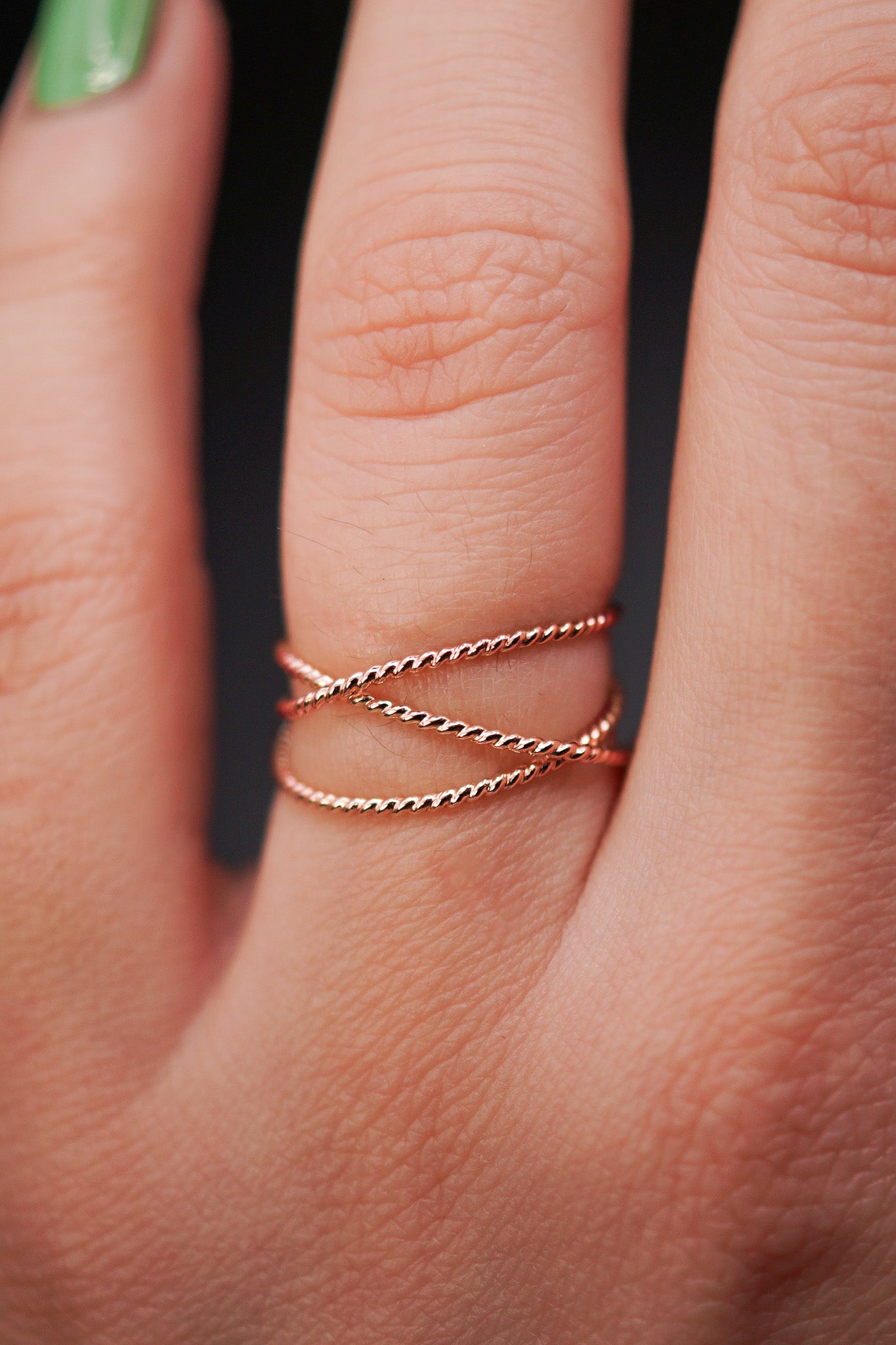 Twist Wraparound Ring, 14K Rose Gold Fill