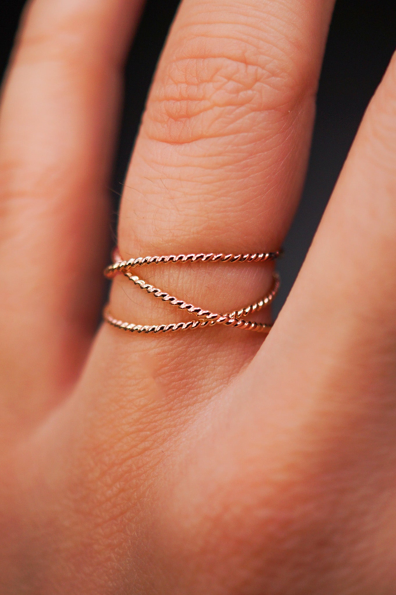 Twist Wraparound Ring, 14K Rose Gold Fill