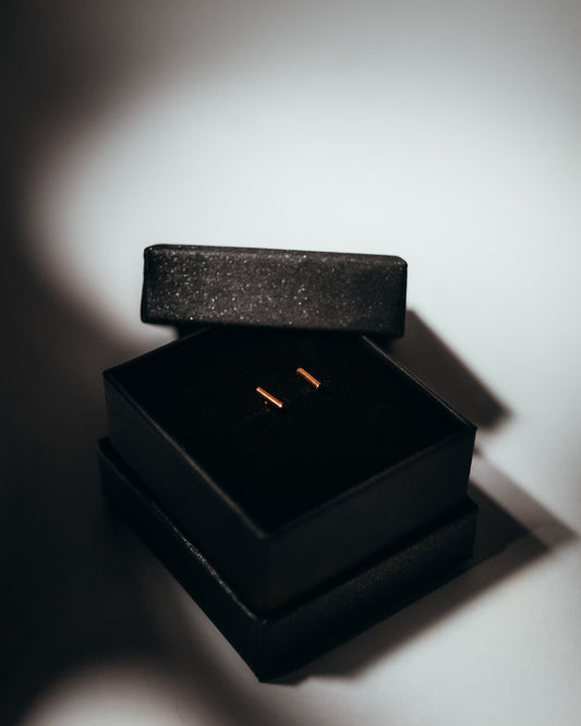Tiny Bar Stud Earrings in Solid 14k Gold or Rose Gold