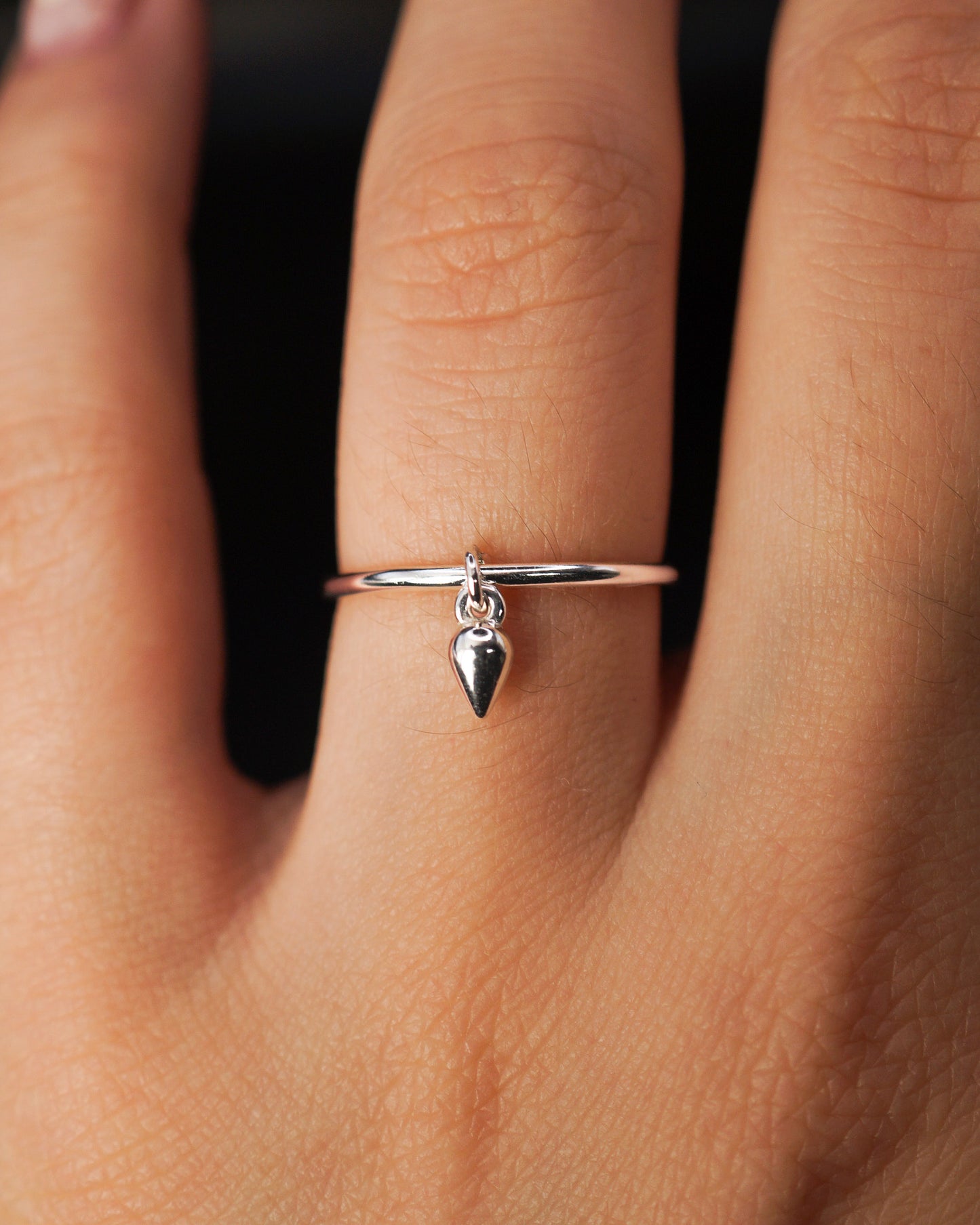 Teardrop Charm Ring, Sterling Silver