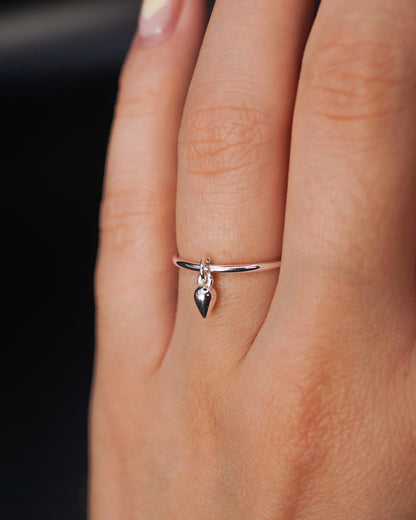 Teardrop Charm Ring, Sterling Silver