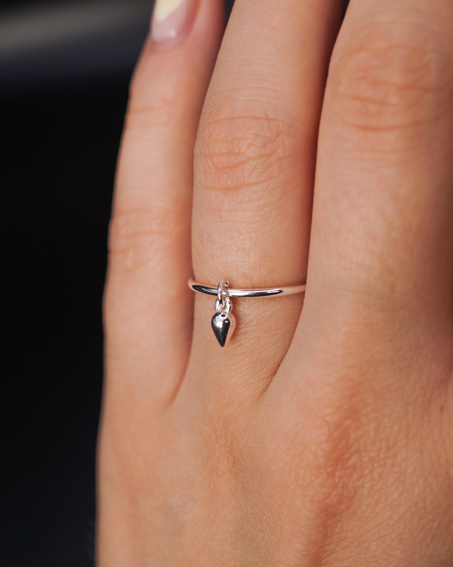 Tiny Teardrop Ring or Huggie Charm