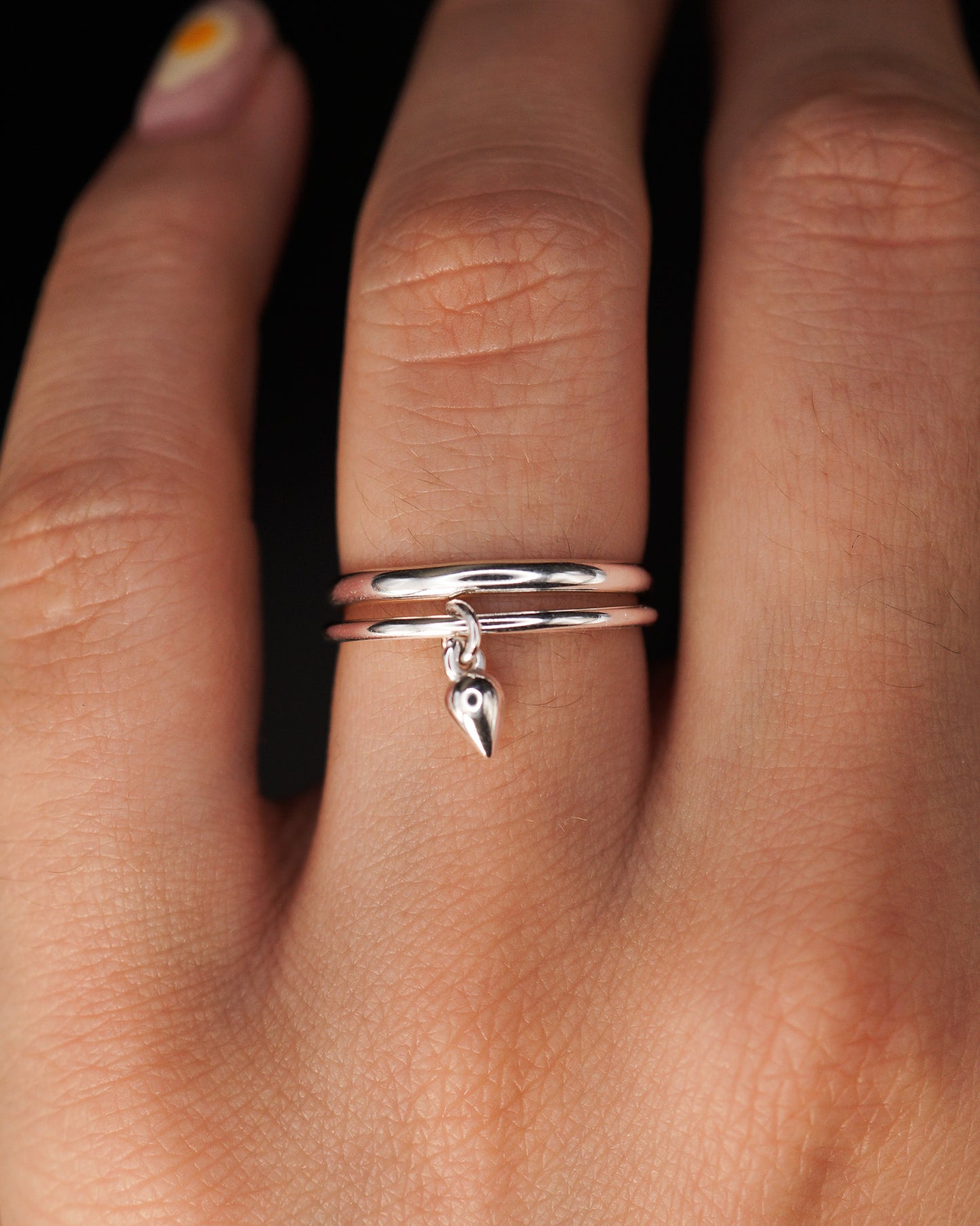 Teardrop Charm Ring, Sterling Silver