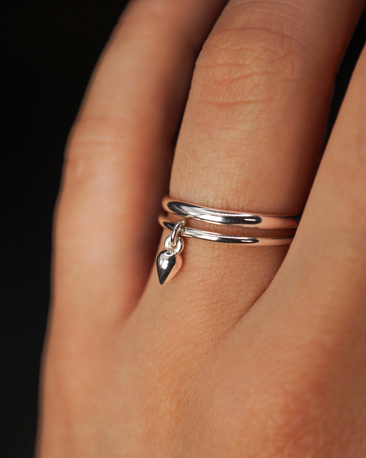 Teardrop Charm Ring, Sterling Silver