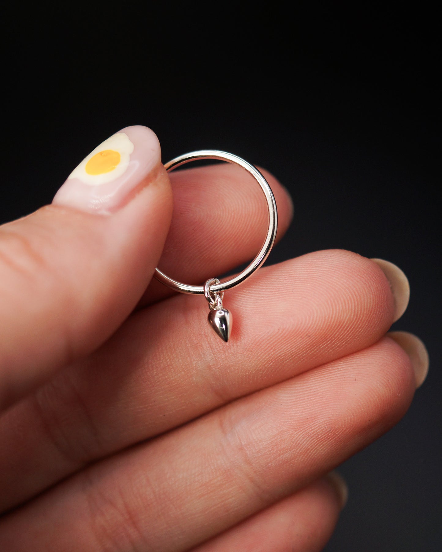 Teardrop Charm Ring, Sterling Silver