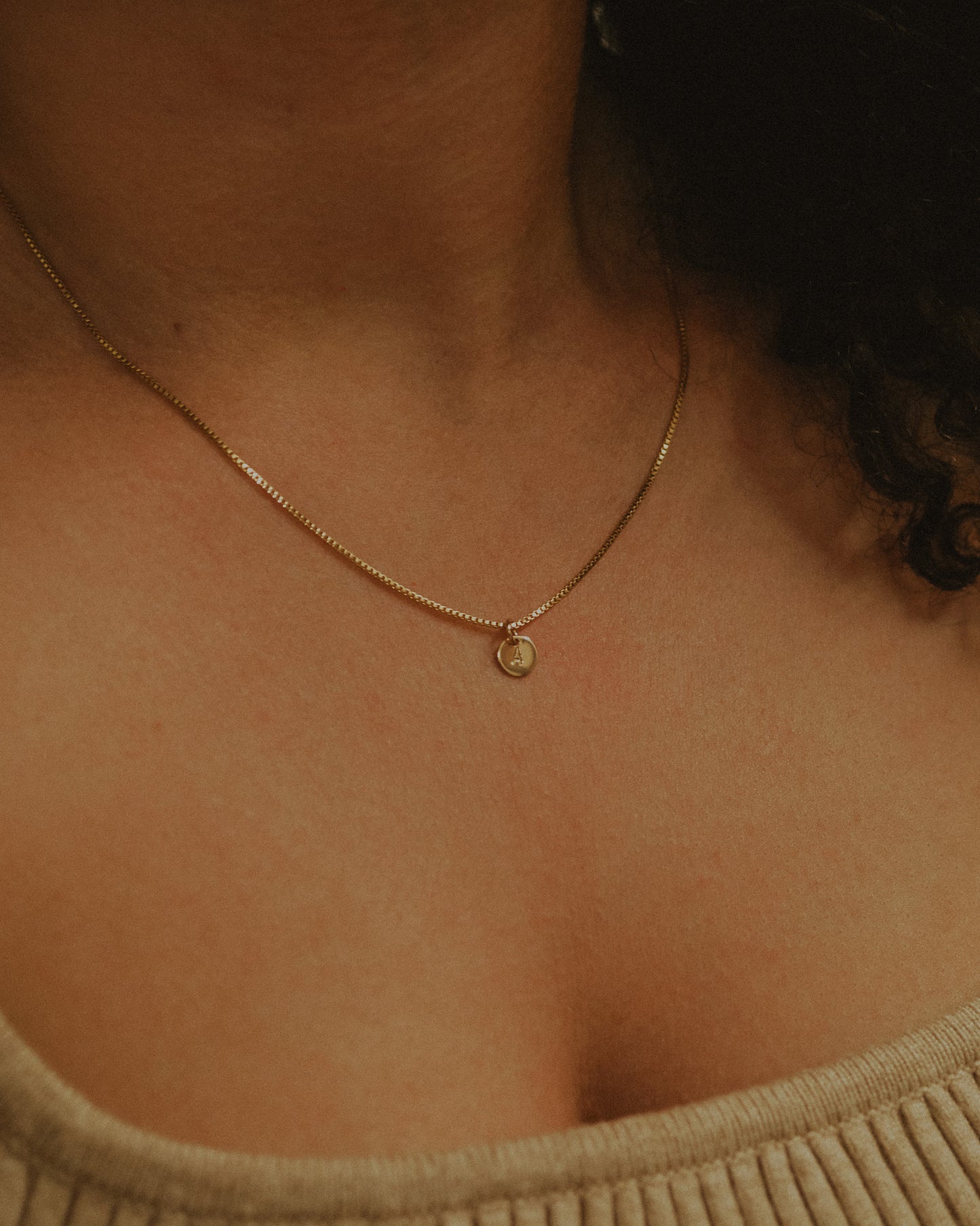 Tiny Monogram Necklace, 14K Gold Fill