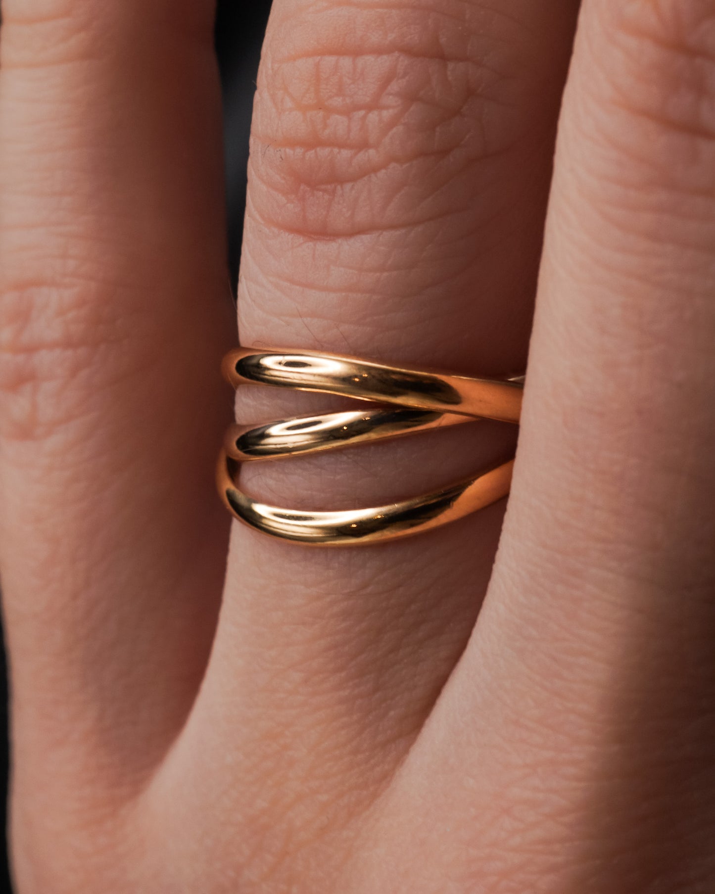 Thick Interlocking Set of 3 Rings, 14K Gold Fill