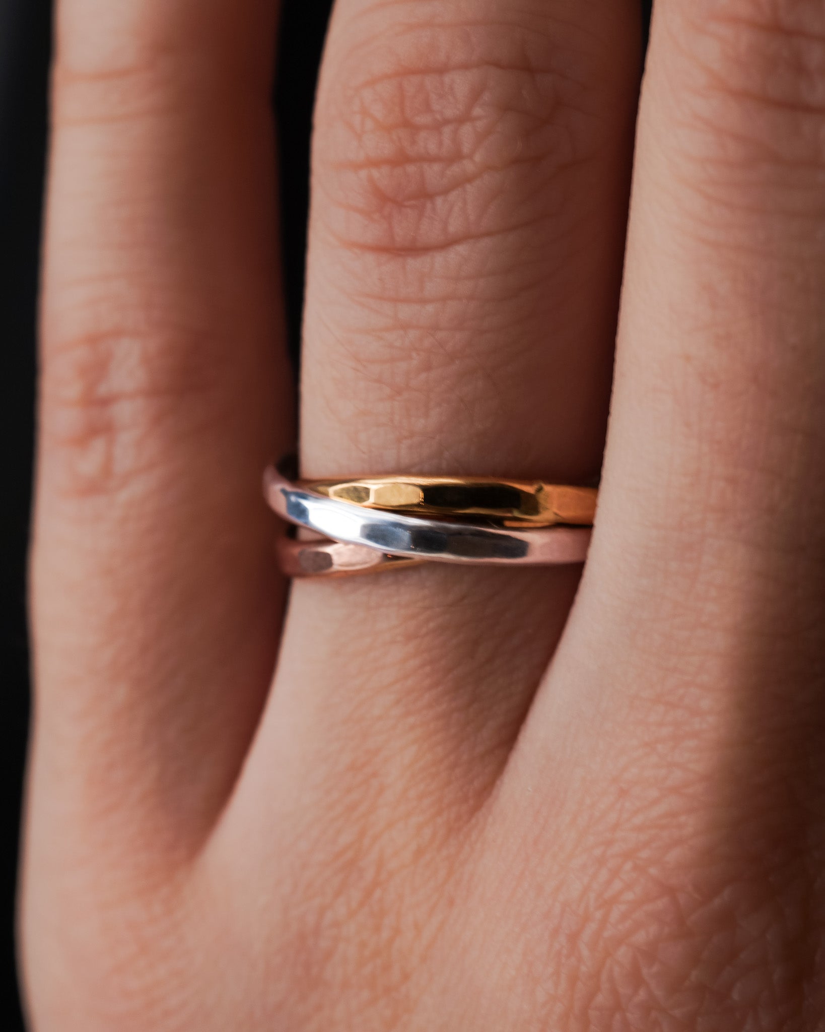 Thick Interlocking Set of 3 Rings, Mixed Metals – Hannah Naomi Jewelry