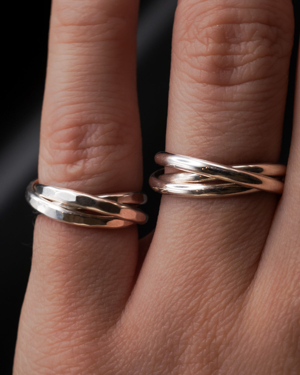 Three Interlocking Oval Rings Thick Interlocking Set of 3 Rings, Sterling Silver – Hannah Naomi Jewelry