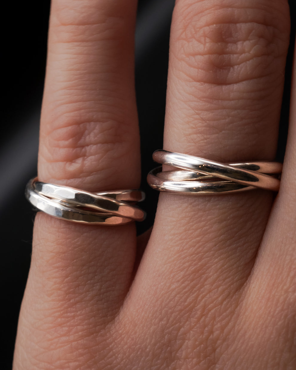Three Rings Looped Together Thick Interlocking Set of 3 Rings, Sterling Silver – Hannah Naomi Jewelry