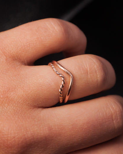 Twist Teardrop Ring, 14K Rose Gold Fill