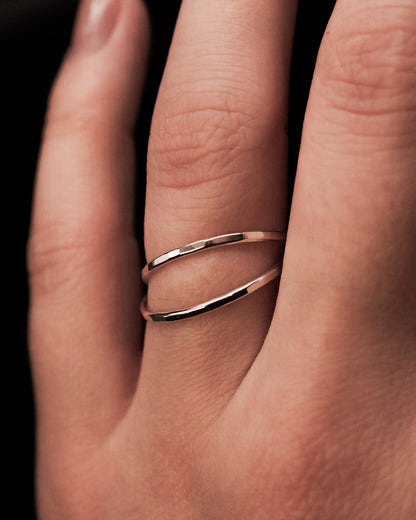 Thin Interlocking Set of 2 Rings, Sterling Silver