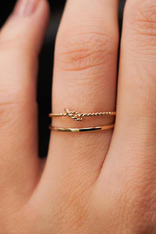 Medium Twisted Closed Knot Set of 2 Stacking Rings, Gold Fill, Rose Gold Fill or Sterling Silver