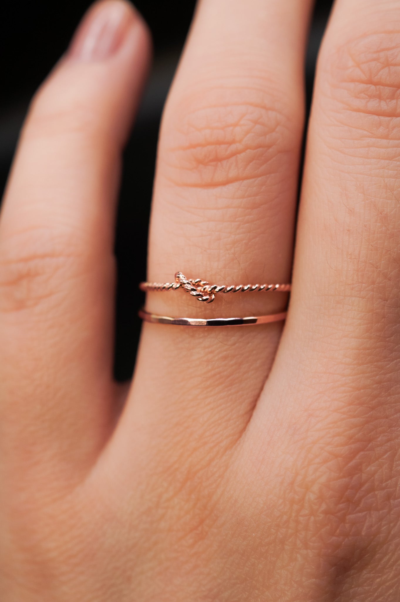Medium Twisted Closed Knot Set of 2 Stacking Rings, Gold Fill, Rose Gold Fill or Sterling Silver