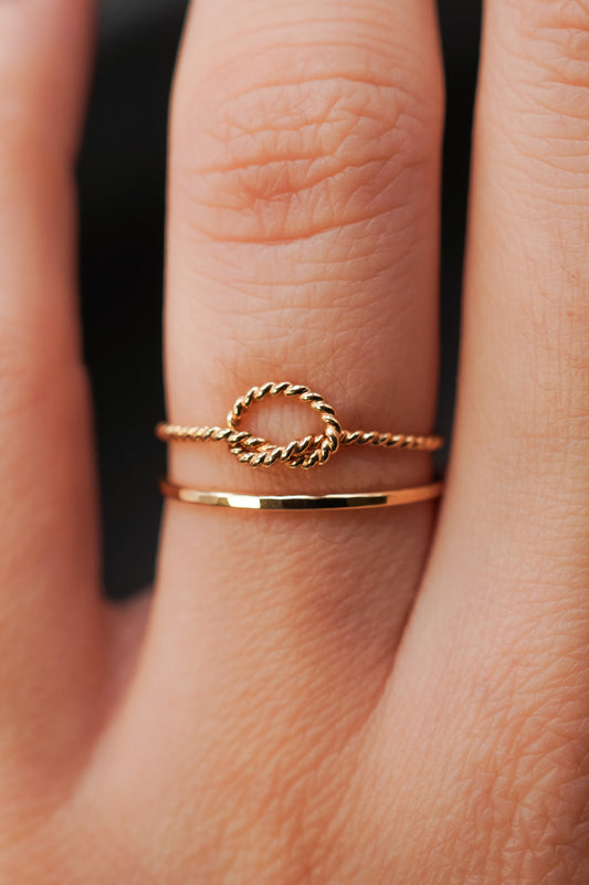 Medium Twisted Open Knot Set of 2 Stacking Rings, Gold Fill, Rose Gold Fill or Sterling Silver