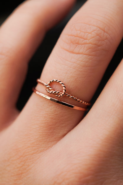 Medium Twisted Open Knot Set of 2 Stacking Rings, Gold Fill, Rose Gold Fill or Sterling Silver