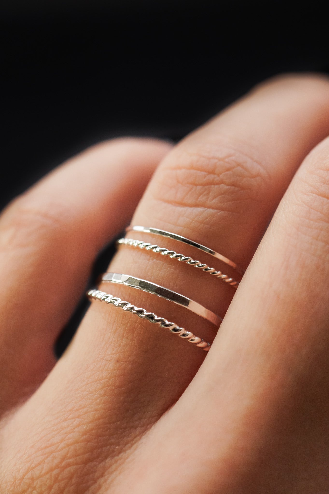 Twist Set of 2 Stacking Rings, Sterling Silver