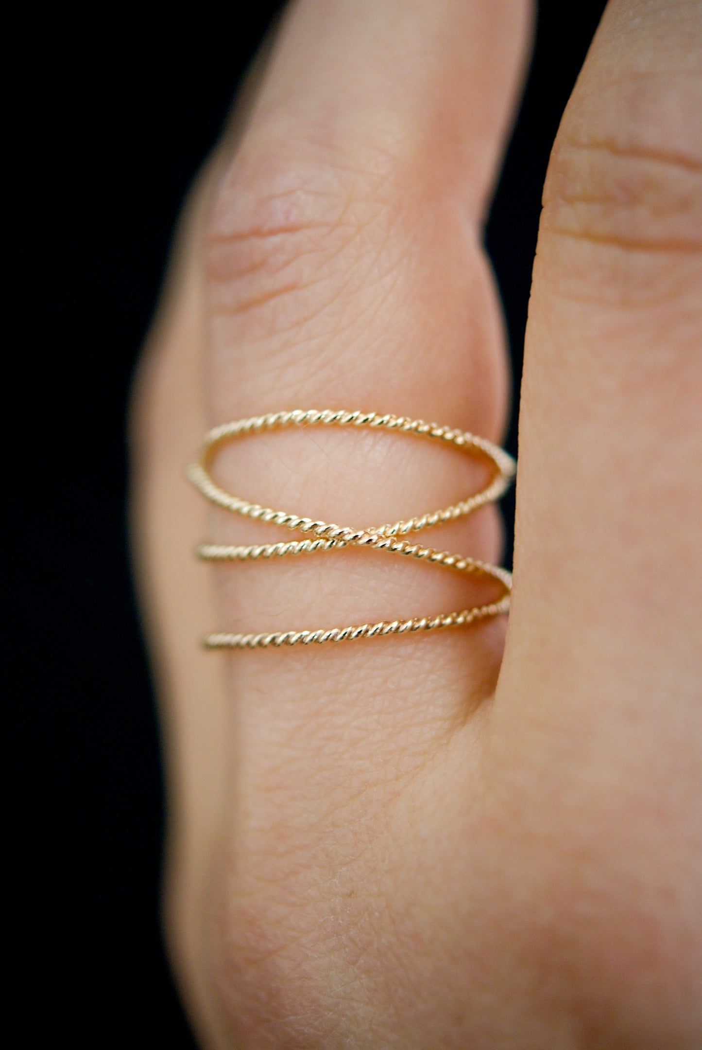 Large Twist Wraparound Ring, Solid 14K Gold