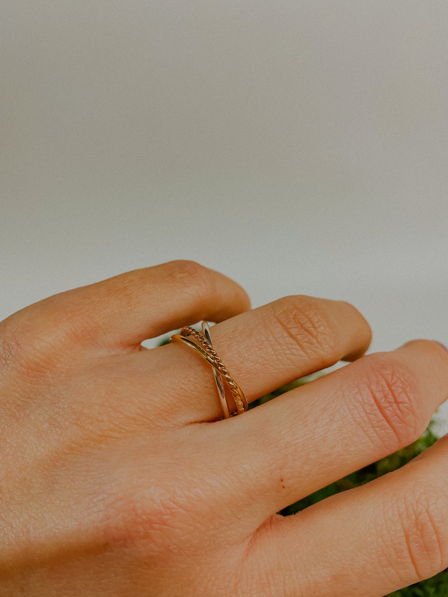 Twist Interlocking Set of 3 Rings, Solid 14K Gold