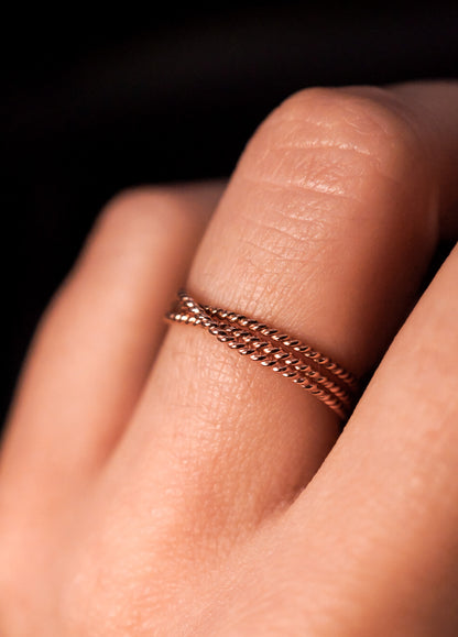 Twist Overlap Ring, Solid 14K Rose Gold