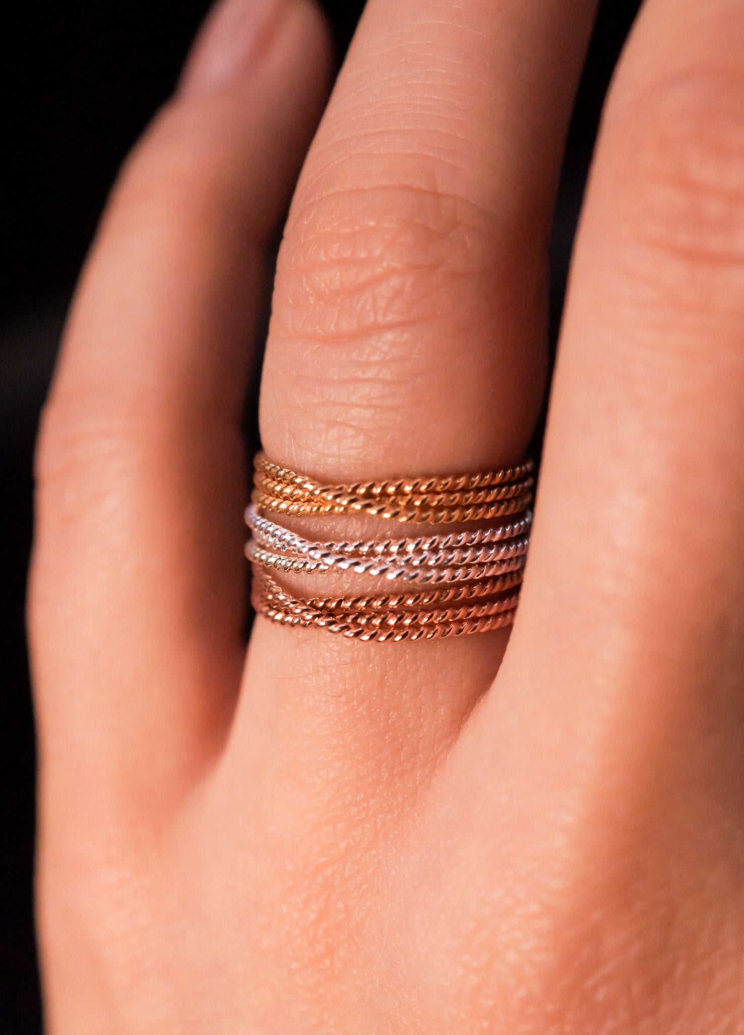 PANDORA 2024 Sparkling Twisted Lines Ring in Rose Gold