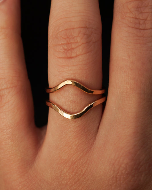 Teardrop Set of 2 Stacking Rings in Gold, Rose Gold or Silver