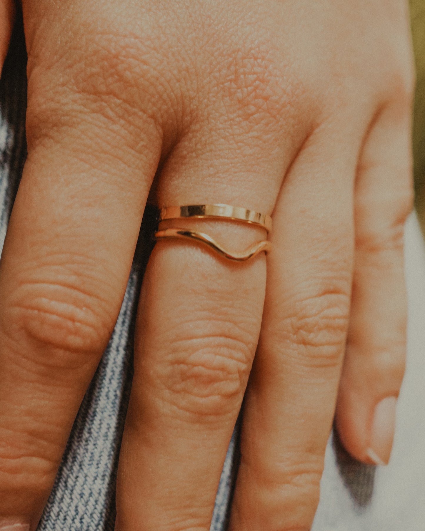 Mirror Teardrop Set of 2 Stacking Rings in Gold Fill, Rose Gold Fill or Sterling Silver