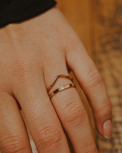 Mirror Teardrop Set of 2 Stacking Rings in Gold Fill, Rose Gold Fill or Sterling Silver