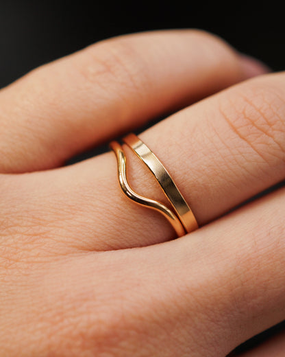 Mirror Teardrop Set of 2 Stacking Rings in Gold Fill, Rose Gold Fill or Sterling Silver