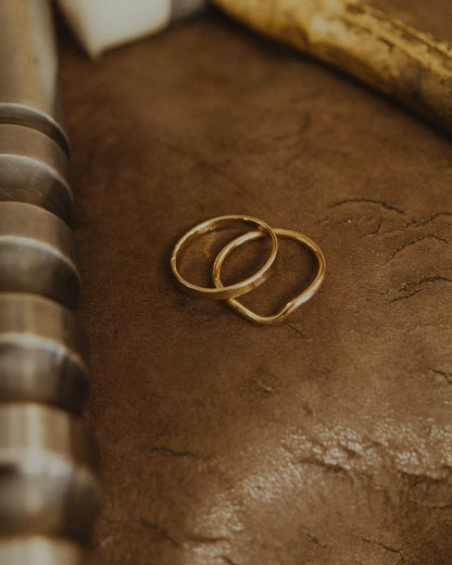 Mirror Teardrop Set of 2 Stacking Rings in Gold Fill, Rose Gold Fill or Sterling Silver