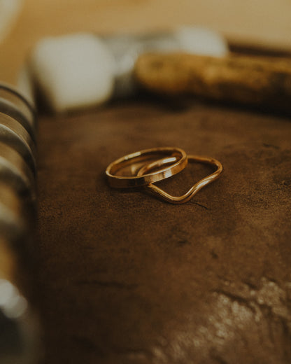 Mirror Teardrop Set of 2 Stacking Rings in Gold Fill, Rose Gold Fill or Sterling Silver